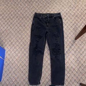American Eagle Black, Ripped, Mom Jeans